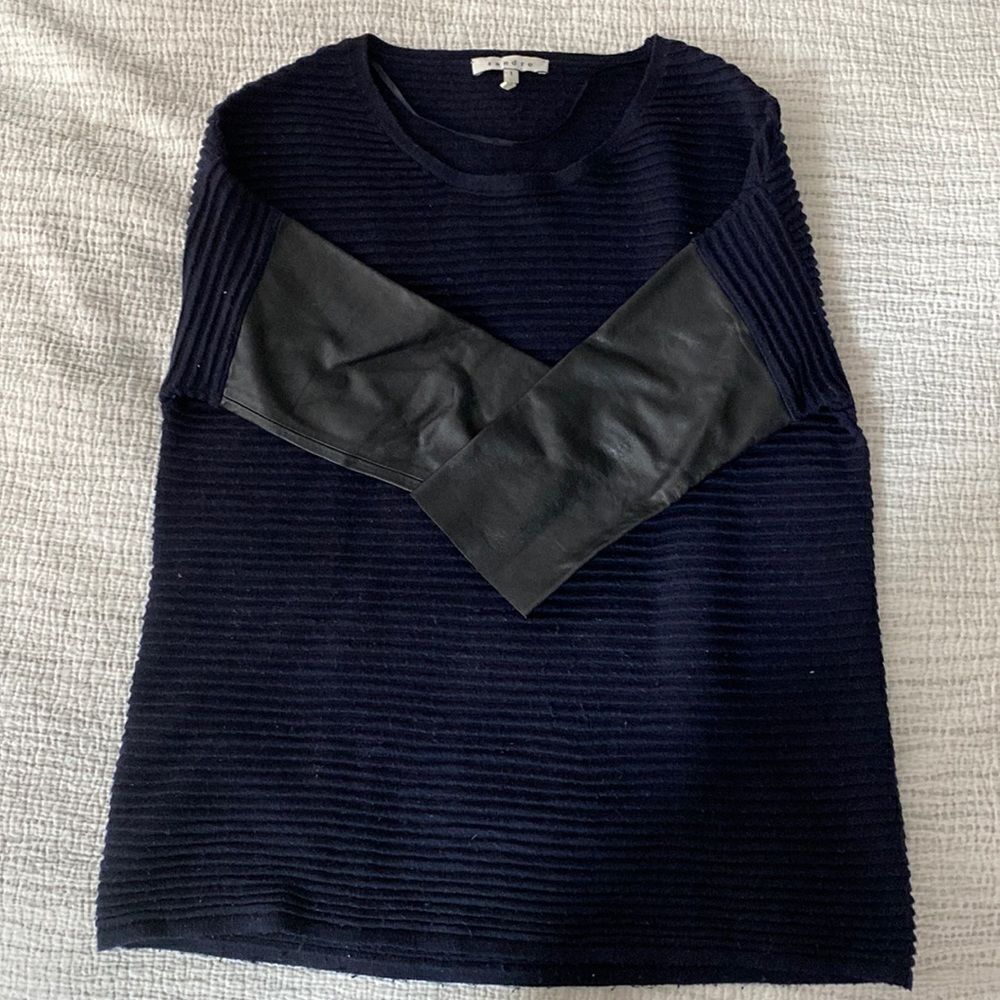💛 Sandro Sweater Knit Style Top with Leather Detail